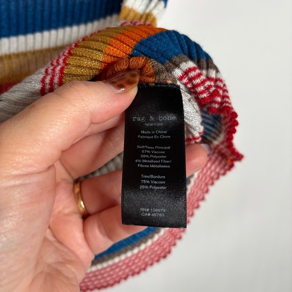 Rag & Bone Katie Metallic Stripe Tee size Small - Picture 6 of 11